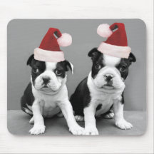 Terrier de Boston do Natal Mouse Pads