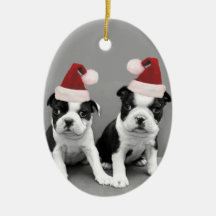 Terrier de Boston do Natal Enfeite Para Arvore De Natal