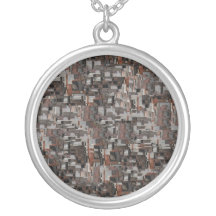 Teste padrão abstrato em Brown e em cinza Colar Personalizado