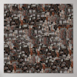 Teste padrão abstrato em Brown e em cinza Posters