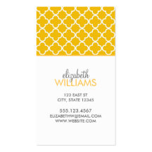 Teste padrão amarelo brilhante de Quatrefoil do ma Cartao De Visita
