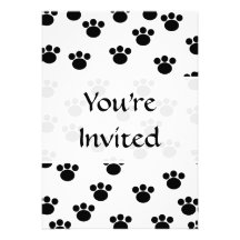 Teste padrão animal do impressão da pata. Preto e  Convite Personalizado
