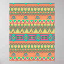 Teste padrão asteca tribal de Ikat do ziguezague c Pôsteres