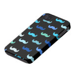 Teste padrão azul do bigode no iphone preto 4 capa iPhone 4 Case-Mate