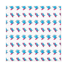 Teste padrão azul do pássaro e do lápis de Birdy Impressão Em Canvas