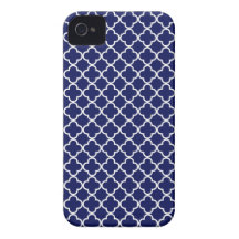 Teste padrão azul escuro de Quatrefoil Capas De iPhone 4 Case-Mate