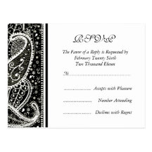Teste padrão Bl de Paisley. & Wh. Cartão de RSVP Cartões Postais