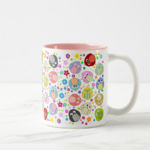 Teste padrão bonito das corujas e de flores caneca