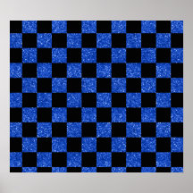 Teste padrão checkered azul e preto do brilho impressão