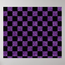 Teste padrão checkered roxo e preto do brilho pôsteres