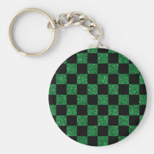Teste padrão checkered verde e preto do brilho chaveiros