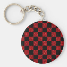 Teste padrão checkered vermelho e preto do brilho chaveiros