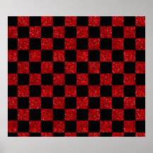 Teste padrão checkered vermelho e preto do brilho poster