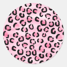 Teste padrão cor-de-rosa do impressão do leopardo adesivos redondos