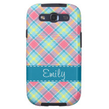 Teste padrão cor-de-rosa e azul da xadrez galaxy SIII capa