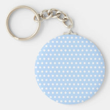 Teste padrão de bolinhas branco e azul. Manchado Chaveiros