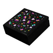 teste padrão de flor Arménio-inspirado - preto Porta Trecos