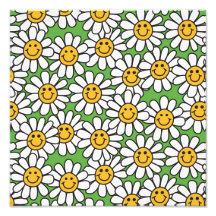 Teste padrão de flores da margarida do smiley impressão de foto