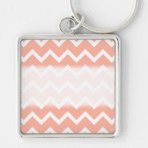 Teste padrão de ziguezague coral e branco chaveiro