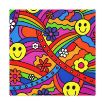 Teste padrão do arco-íris do Hippie Impressão De Canvas Envolvidas
