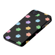 Teste padrão do porco do arco-íris no preto capas de iPhone 4 Case-Mate
