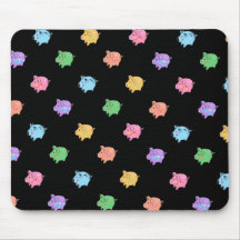 Teste padrão do porco do arco-íris no preto mousepads
