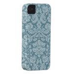 Teste padrão floral do verde azul do nouveau da ar capas de iPhone 4 Case-Mate
