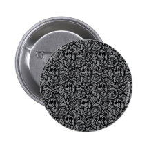 Teste padrão floral elegante do damasco preto e de botons