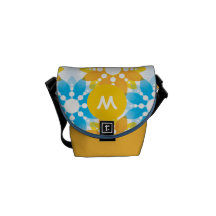 Teste padrão floral moderno do amarelo do Aqua do  Bolsas Mensageiro