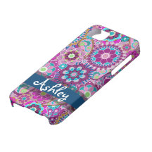 Teste padrão floral retro com nome capas iPhone 5