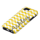 Teste padrão na moda de Chevron com nome - cinza a iPhone 5 Capa