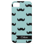 Teste padrão preto personalizado do bigode no azul capa iPhone 5 Case-Mate