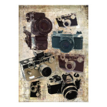 Teste padrão retro das câmeras do Grunge do vintag Convite