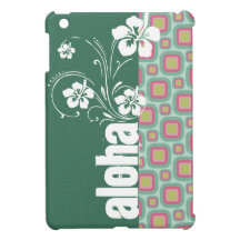 Teste padrão retro do rosa e da hortelã; Aloha iPad Mini Capas