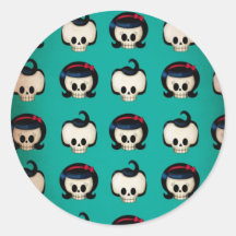 Teste padrão Rockabilly dos crânios Adesivo Em Formato Redondo
