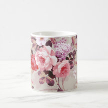 Teste padrão roxo rosa vermelha elegante dos rosas caneca