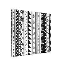 Teste padrão tribal preto e branco impressão de canvas envolvida