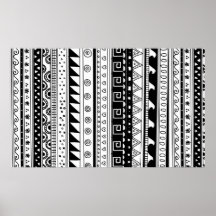 Teste padrão tribal preto e branco poster