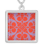 Teste padrão vermelho do Fractal do coração Colares Personalizados