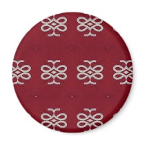 Teste padrão vermelho e branco de matéria têxtil ímãs
