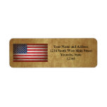 Texto da bandeira americana w/Custom do vintage Etiqueta De Retorno De Endereço