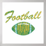 texto do futebol e ouro alaranjado e verde da bola poster