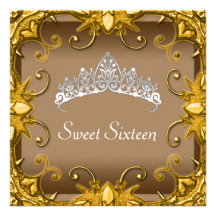 Tiara do branco do ouro da festa de aniversário do convites personalizado