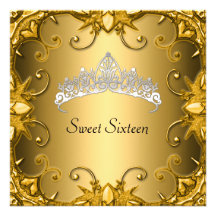 Tiara do branco do ouro da festa de aniversário do convite personalizados