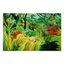 Tigre de Henri Rousseau em um impressão tropical d Fotos