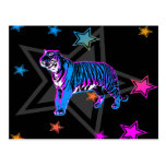 Tigre retro & estrelas do anos 80 do tigre de Core Cartoes Postais
