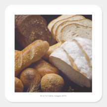 Tipos diferentes de pão do artesão adesivo quadrado