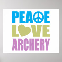 Tiro ao arco do amor da paz posteres