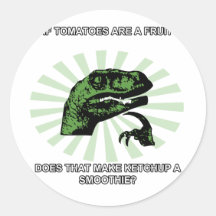 Tomates e ketchup de Philosoraptor Adesivos Em Formato Redondos