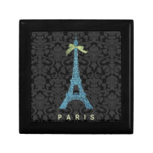Torre Eiffel azul no brilho do falso Porta Jóia